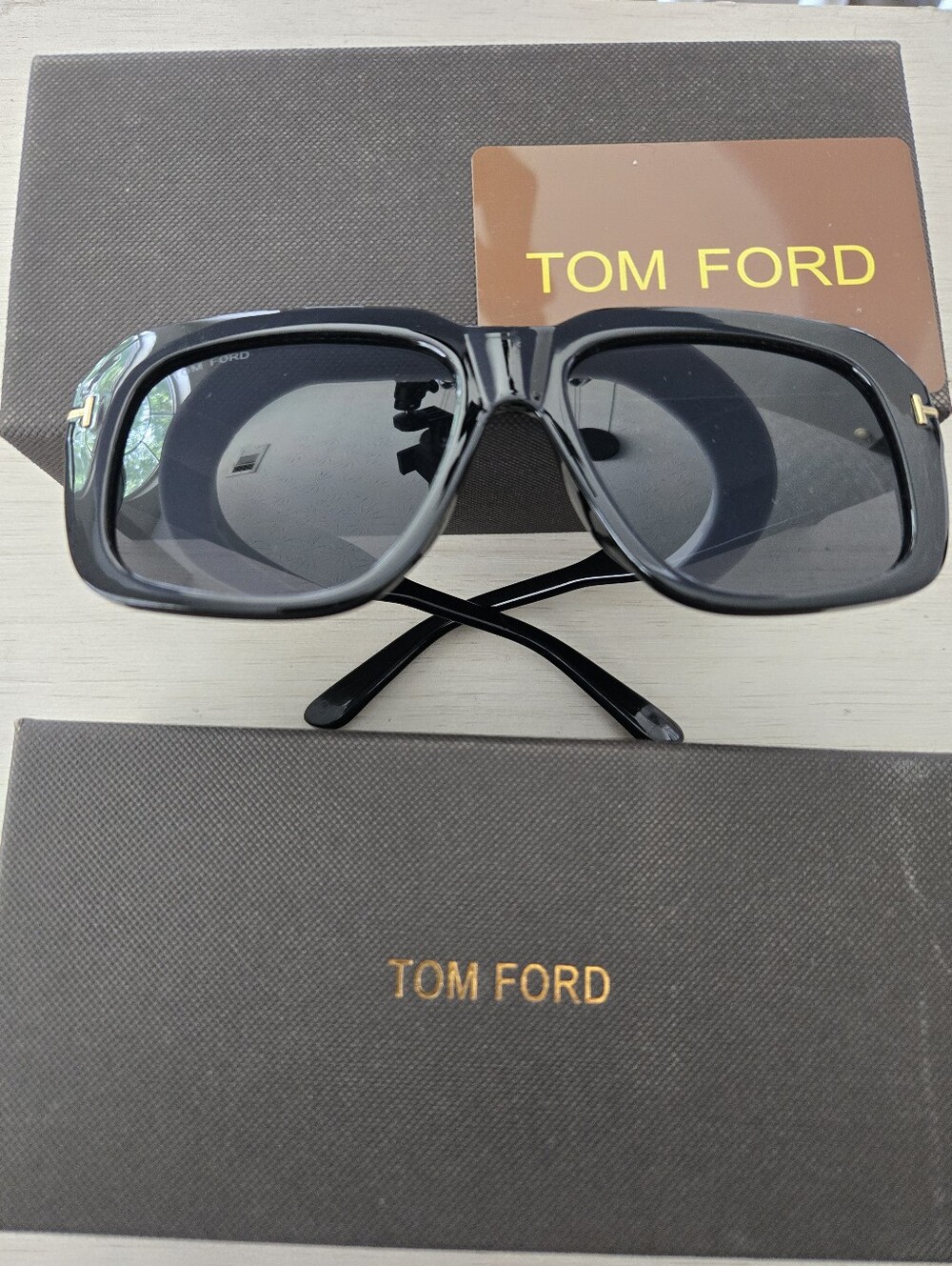 Tom Ford Men’s Black Square Sunglasses - Polarized Look